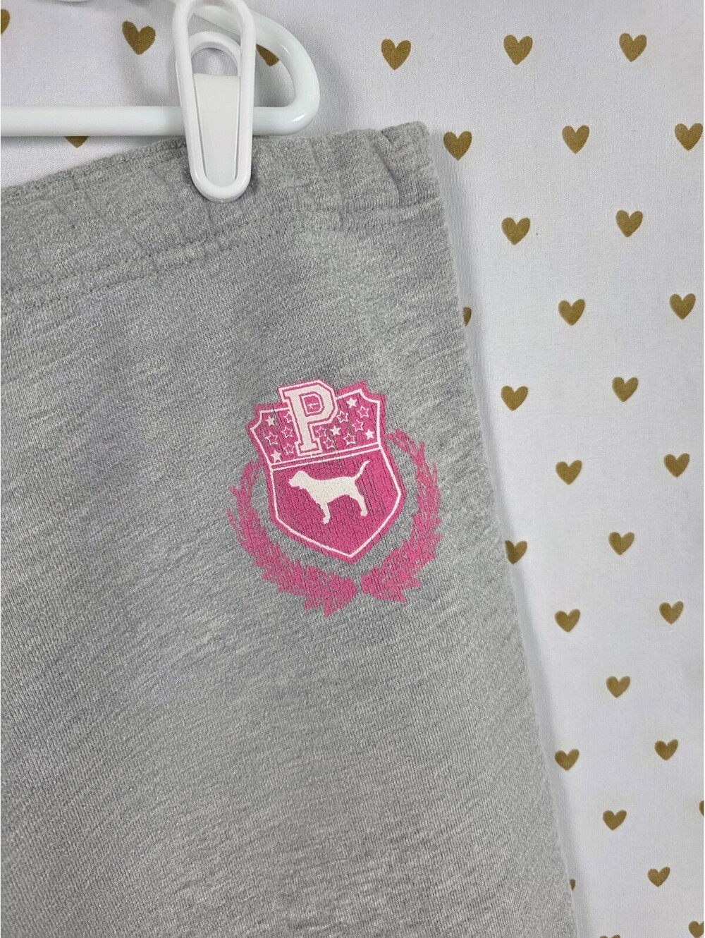 Victorias Secret PINK PHI BETA PINK Sweats Capri Sweatpants Grey Large Vintage - Picture 3 of 7
